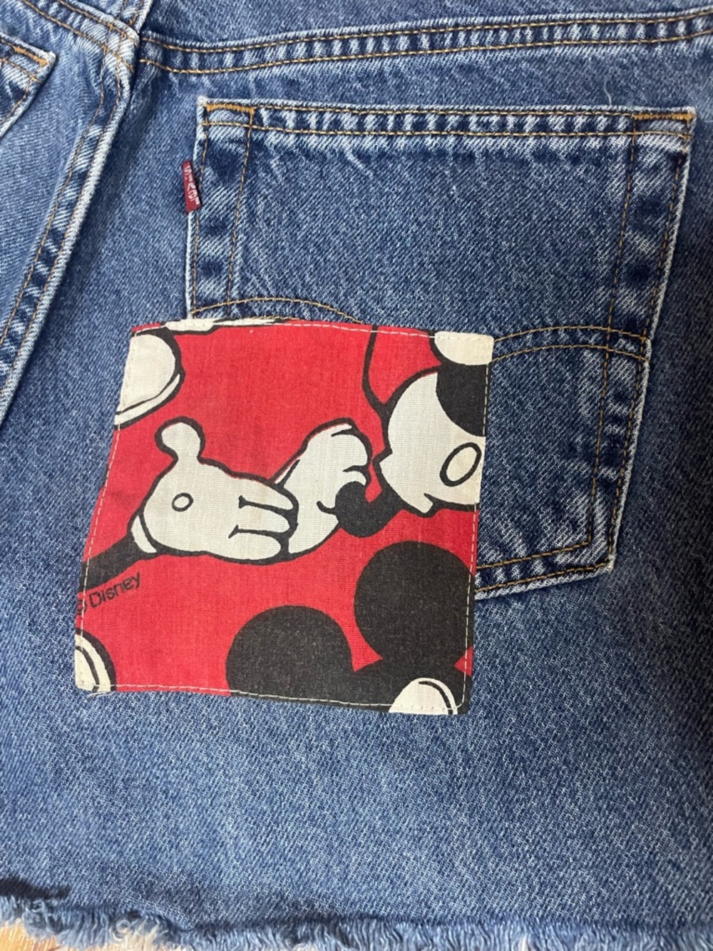 Vintage Levi’s 551 Denim Shorts Upcycled Patchwork Urban Outfitters - Picture 4 of 9
